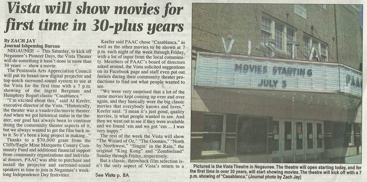 Vista Theatre - Article From Paul Petoskey (newer photo)